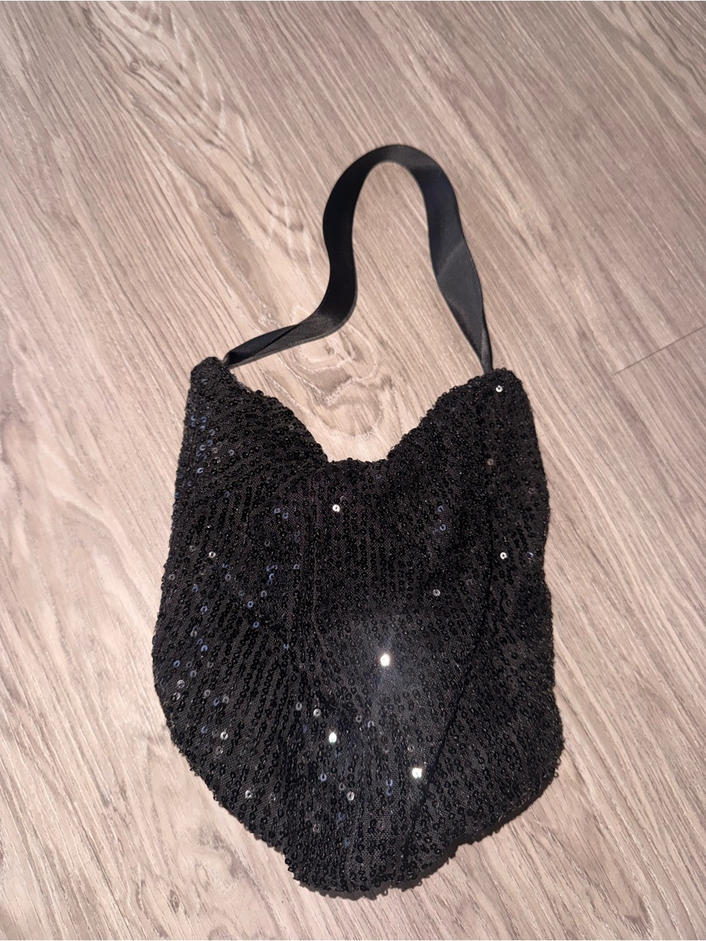 Black Sequin Evening Shoulder Bag